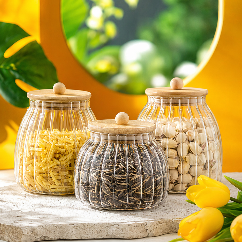 Transparent glass storage tank, household kitchen storage sealed moisture-proof and fresh-keeping container Specification image