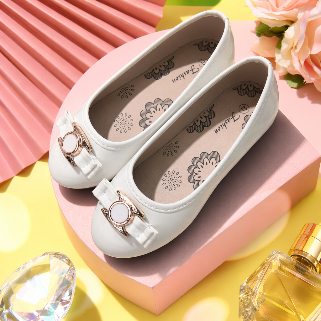 The Korean-style casual single shoes with white bow decoration are flat, comfortable and versatile Specification image
