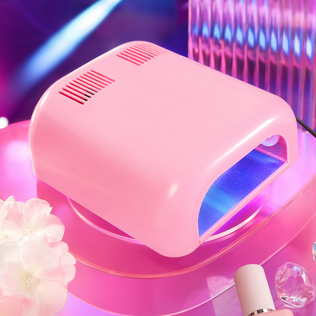 Pink LED nail art lamp UV light therapy nail dryer, portable for home use Specification image