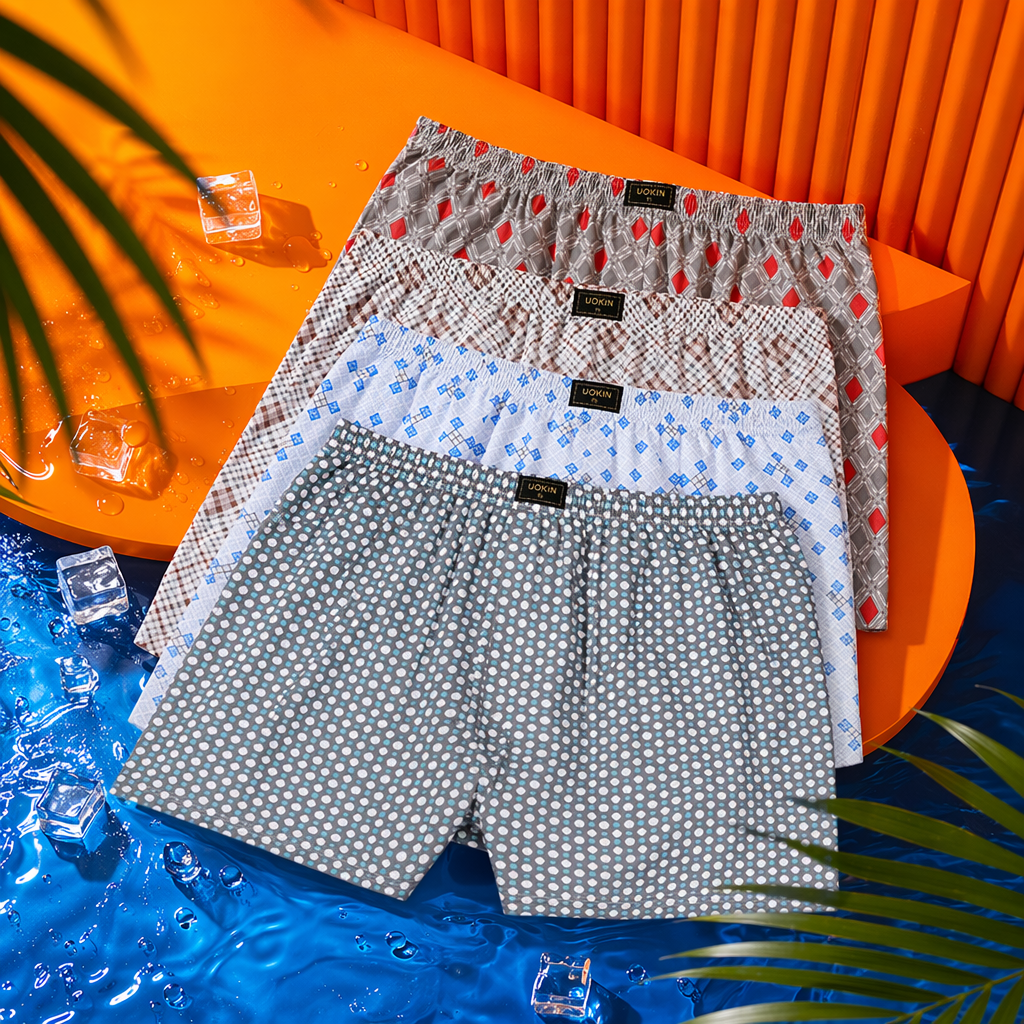 A variety of patterned men's pure cotton underpants are comfortable and breathable, with flat corners available at the four corners Specification image