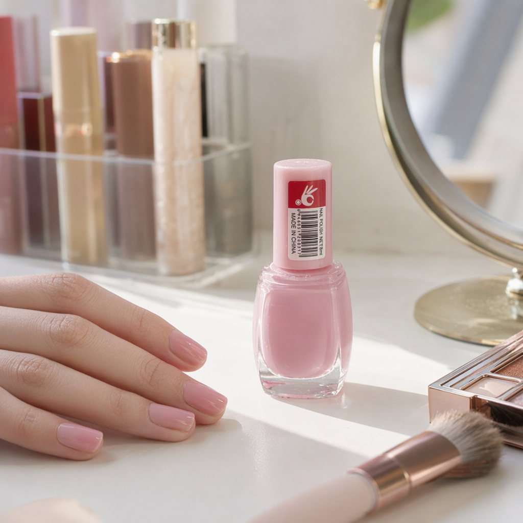 Pink nail polish, long-lasting color display, quick-drying nail oil details Picture