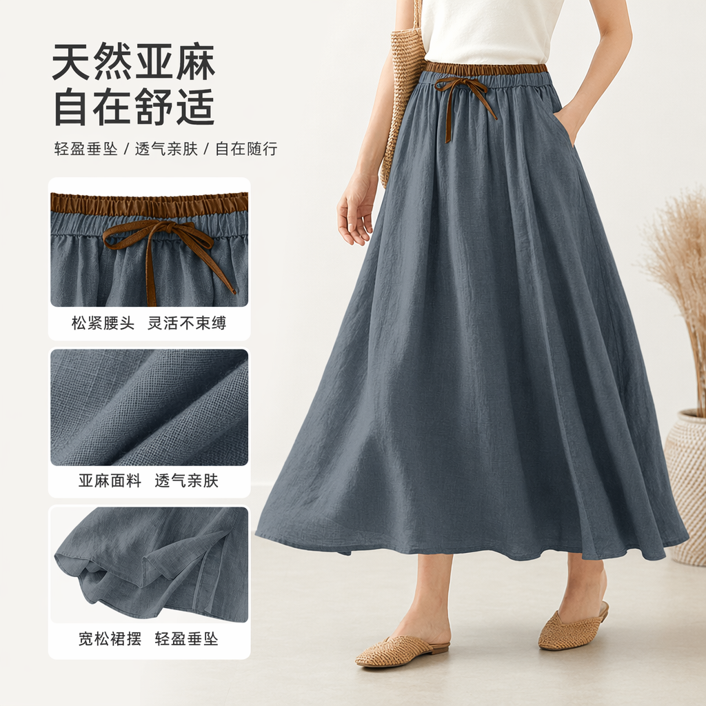 A grey lace-up dress for women, a high-waisted and cinched dress that accentuates the figure in summer