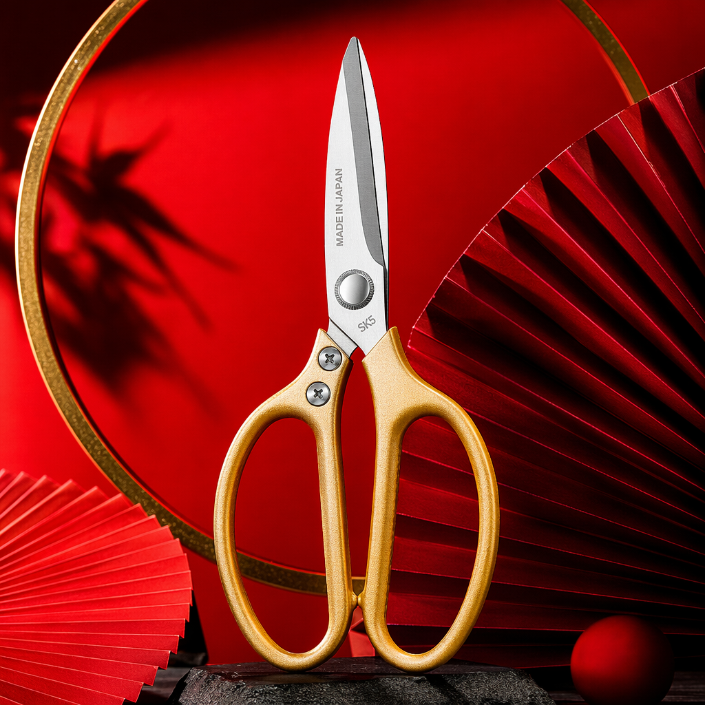 Golden handle scissors, stainless steel sharp, household fabric cutting, paper-cutting, multi-functional gardening scissors Specification image