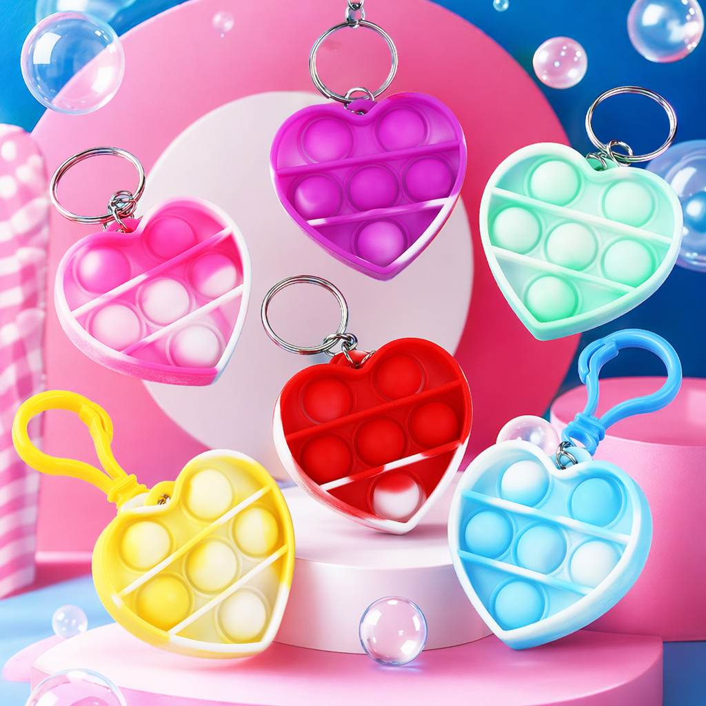Colorful heart-shaped bubble press keychain creative and cute portable pendant Specification image