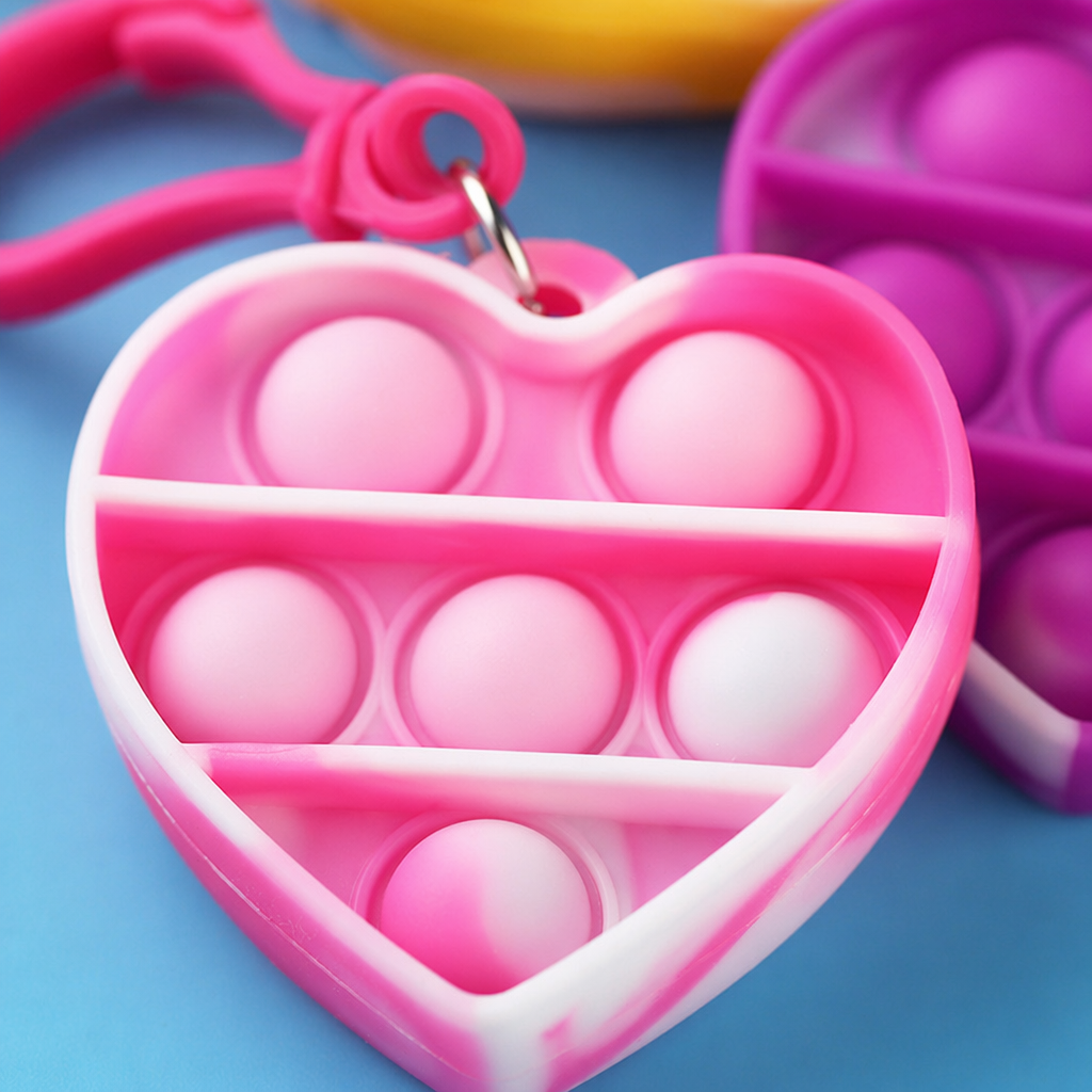 Colorful heart-shaped bubble press keychain creative and cute portable pendant Application Scenario