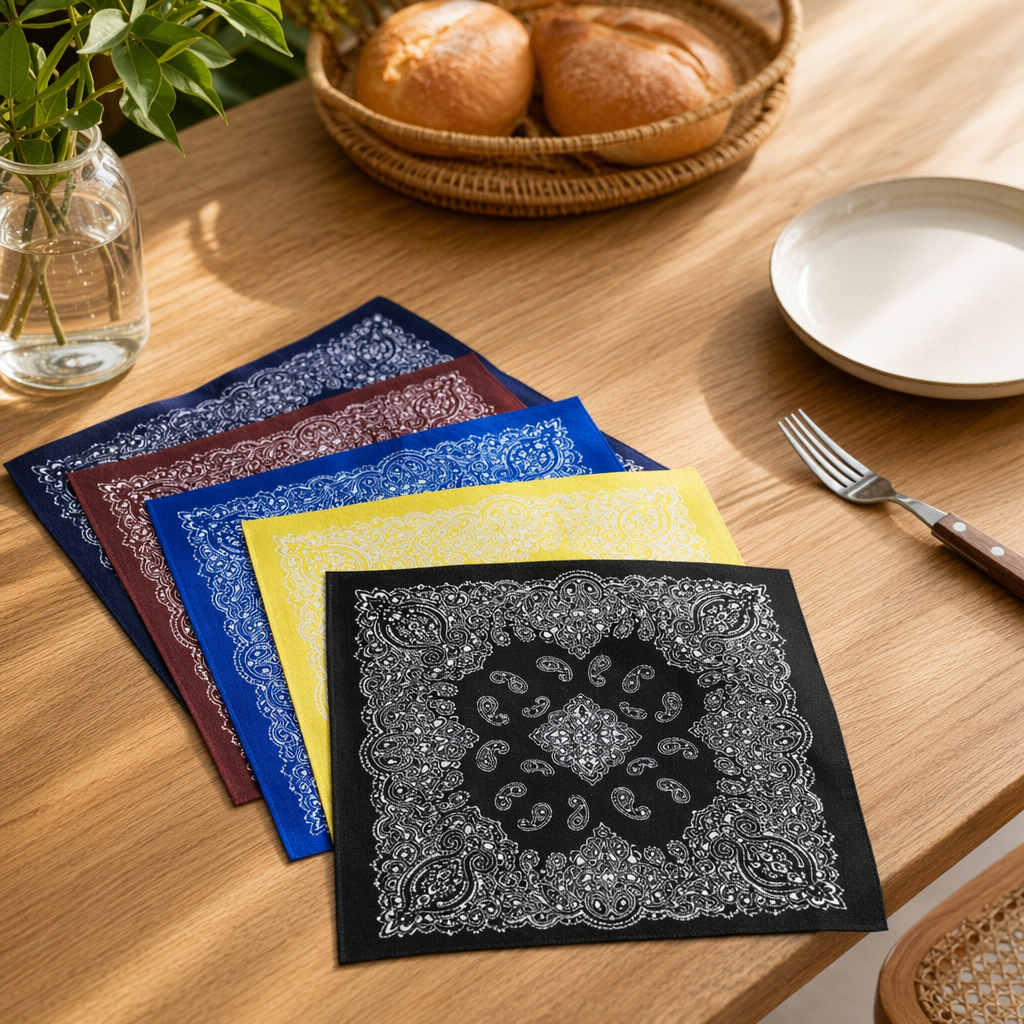 The five-color Paisley patterned silk handkerchief is light, breathable, fashionable and versatile details Picture
