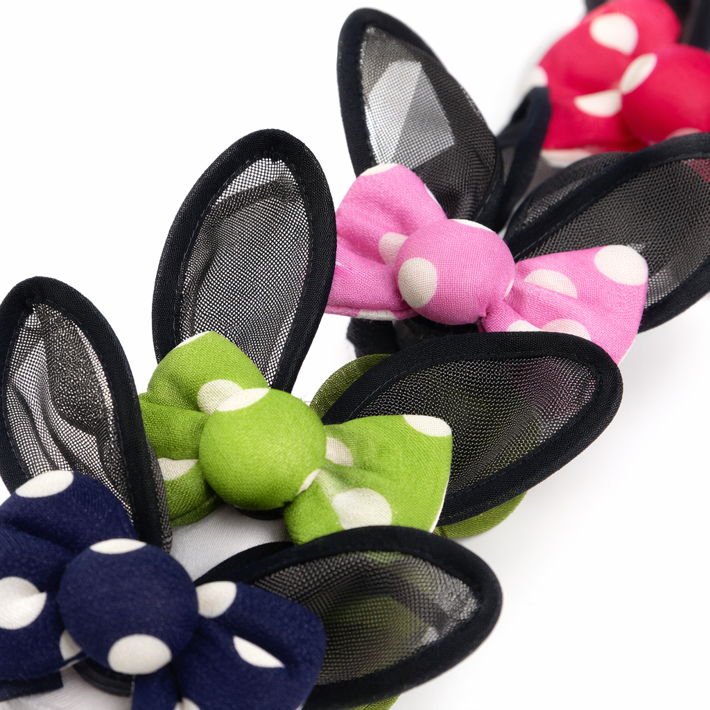 Colorful polka dot rabbit ear hair clips are sweet and cute. They are fashionable and versatile headwear for young girls Application Scenario