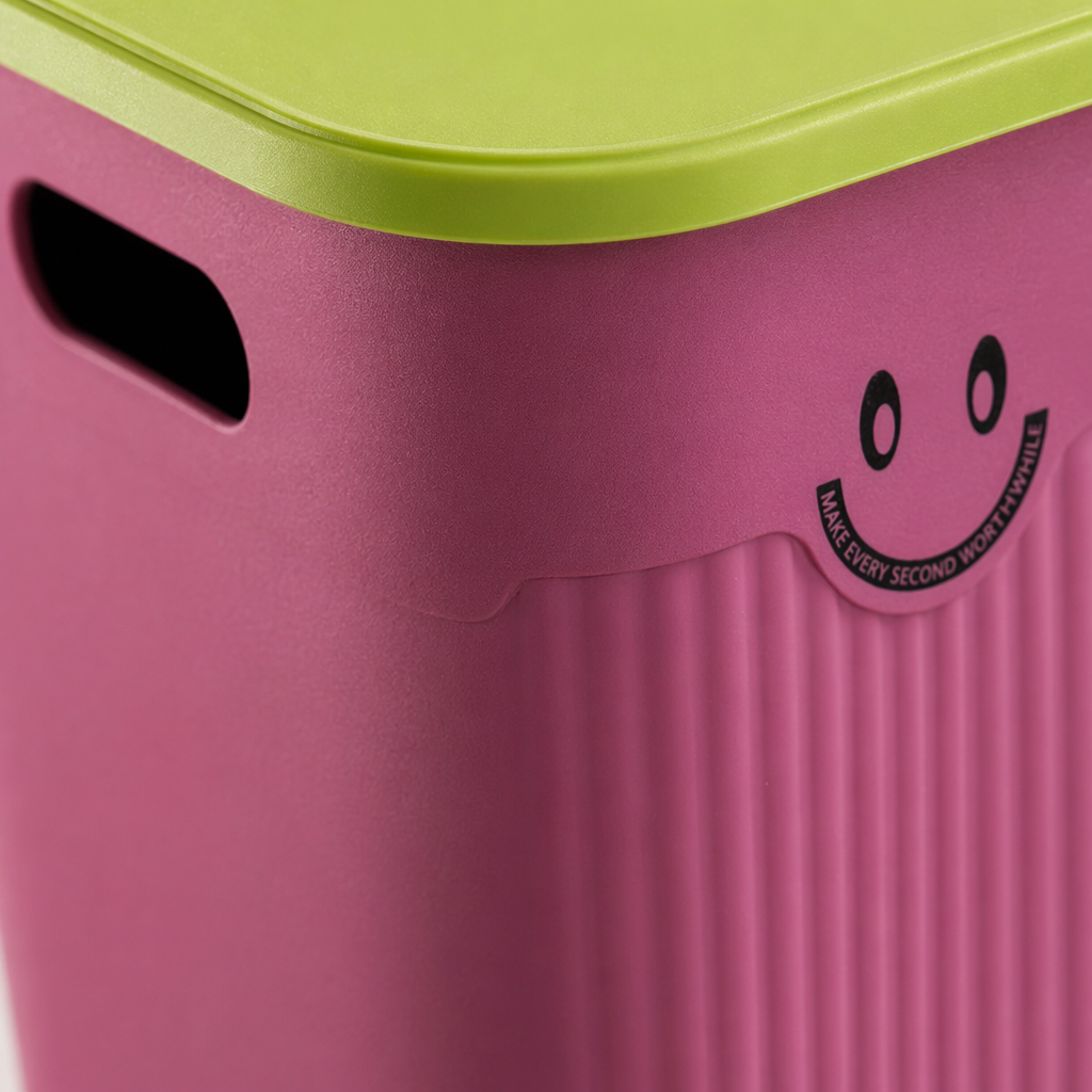 Rose red covered storage box, plastic household organization box, large-capacity dust-proof storage box Application Scenario