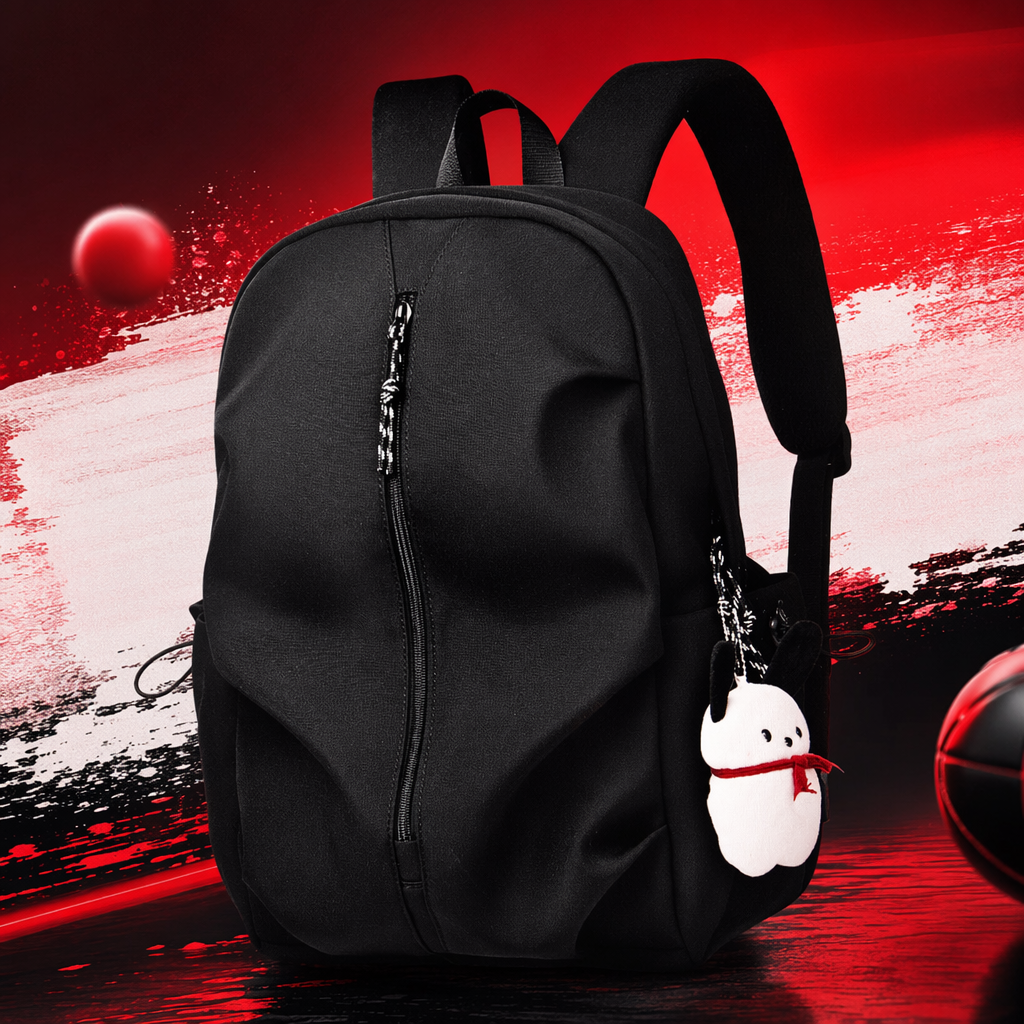 Black nylon water-resistant commuting backpack is lightweight and wear-resistant for daily travel Specification image