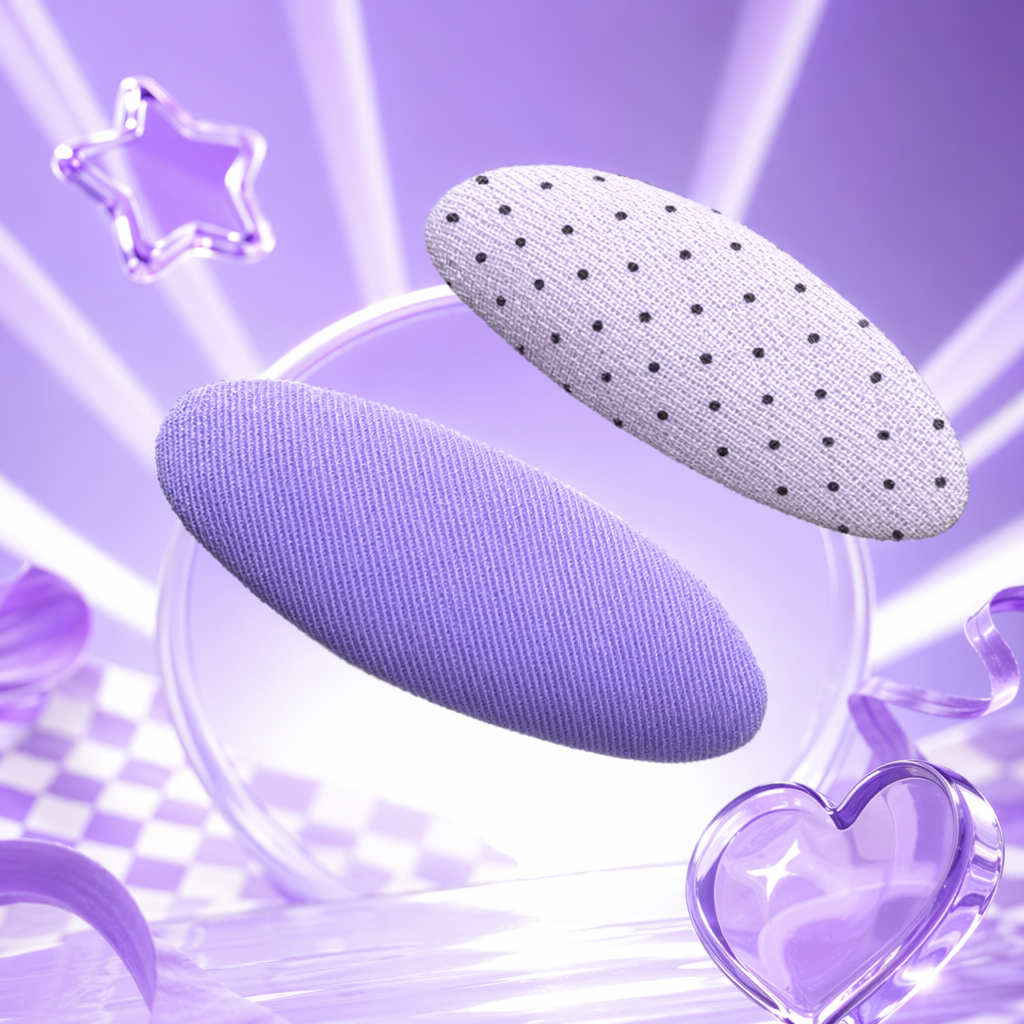 Purple polka dot hair clips, pure purple hair clips, simple and versatile Korean style headwear for ladies details Picture