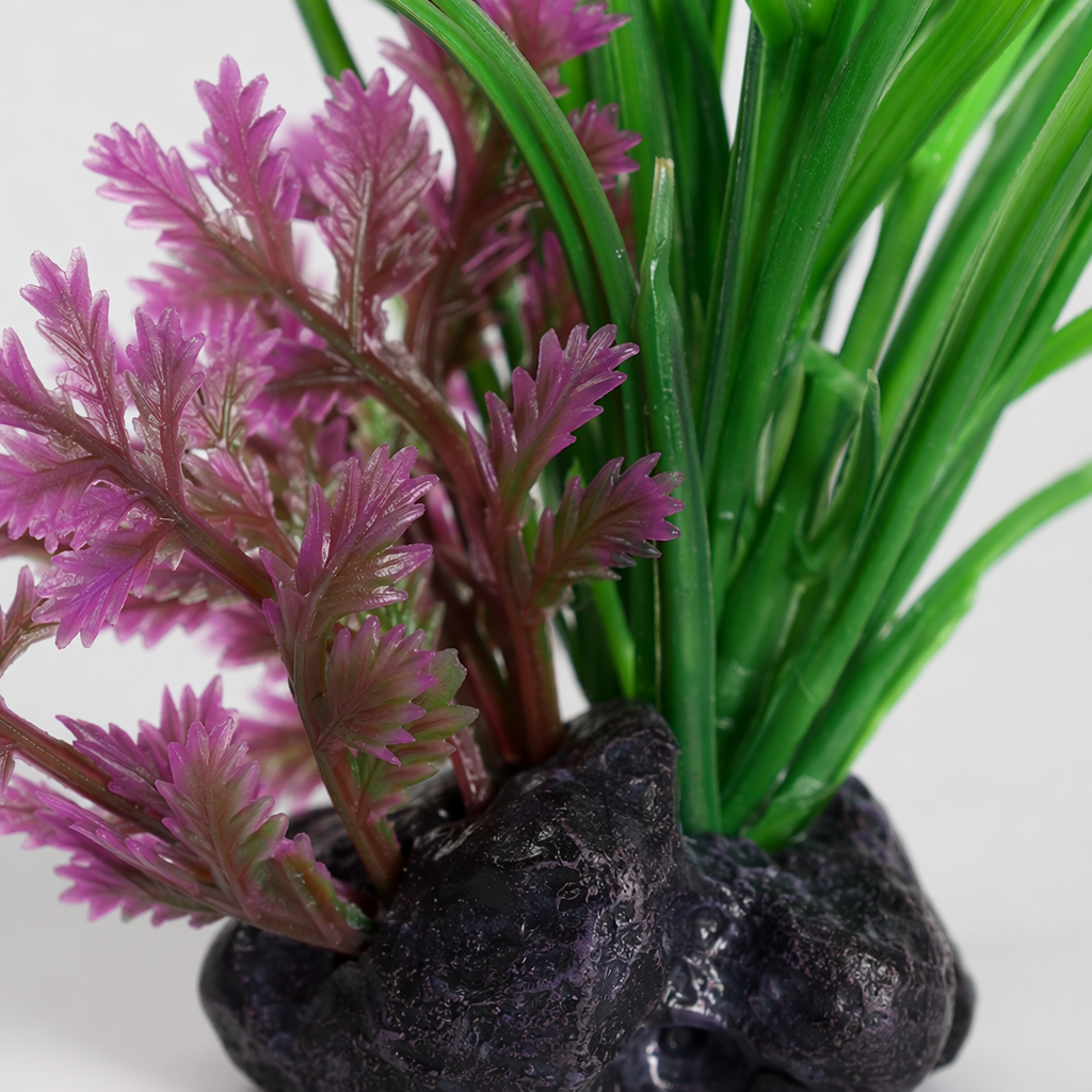 Green leaf and purple flower artificial aquatic plant decoration Application Scenario