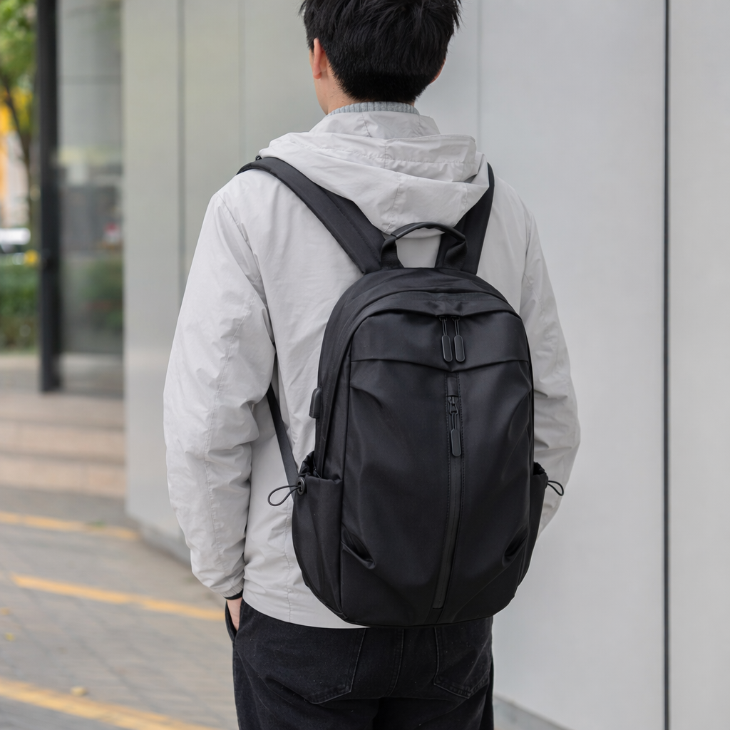 This black, simple business and casual backpack is lightweight, wear-resistant and has a large capacity for commuting and student use details Picture