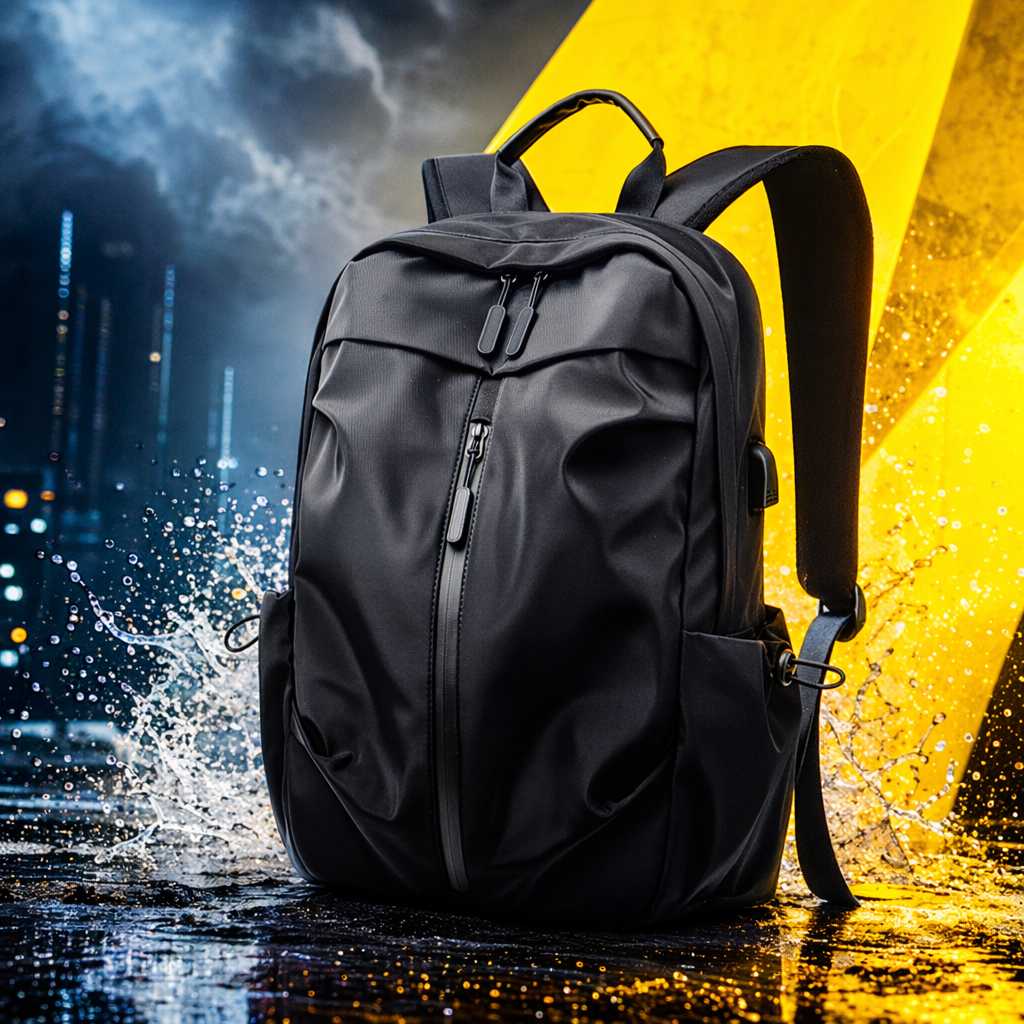This black, simple business and casual backpack is lightweight, wear-resistant and has a large capacity for commuting and student use Specification image