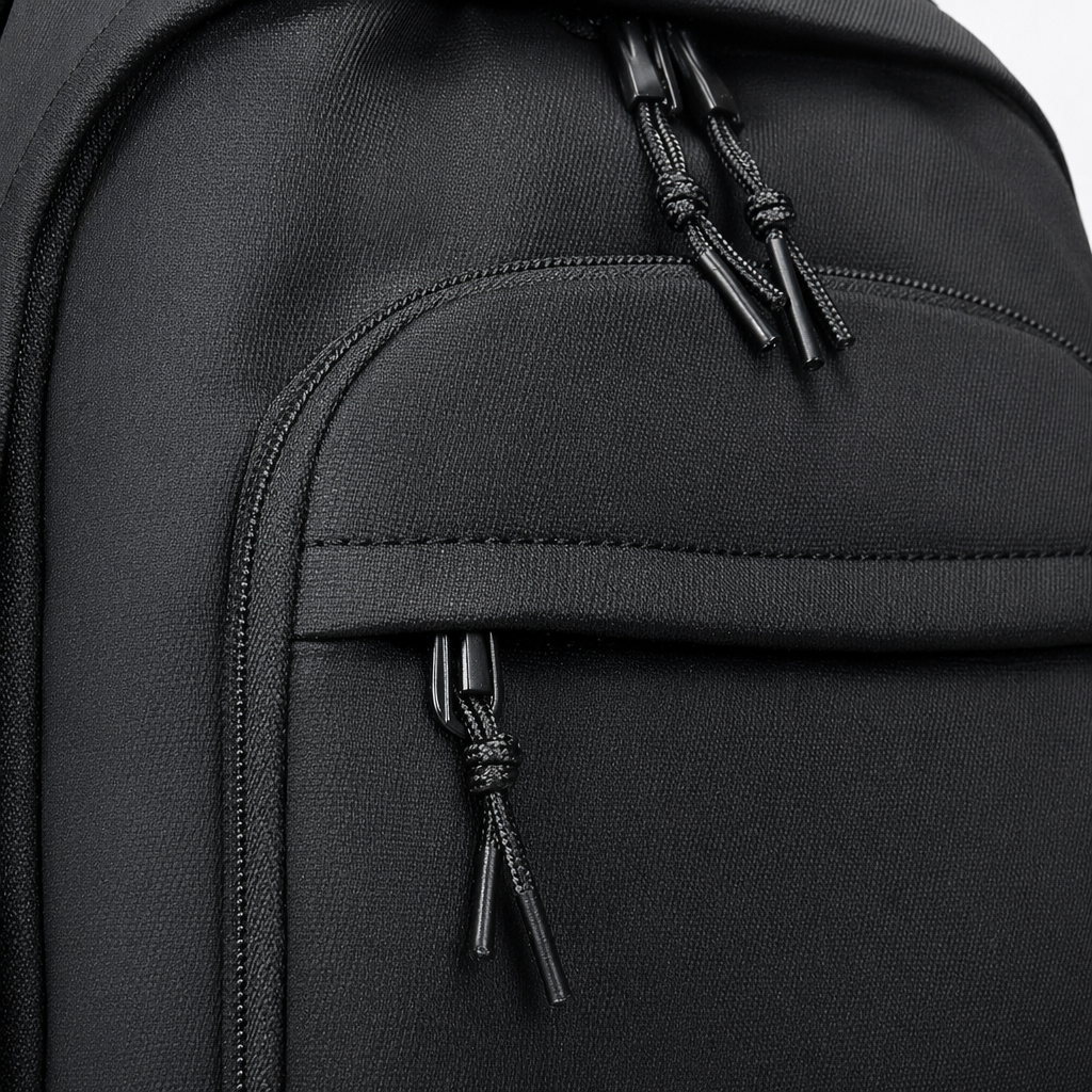 Black nylon water-resistant backpack for commuting travel, lightweight and large capacity Application Scenario