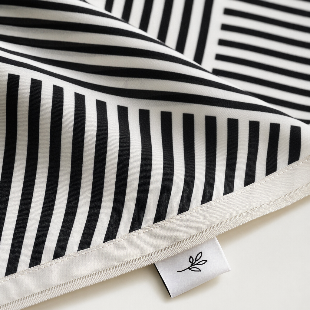 The black and white striped silk scarf is a fashionable and versatile thin scarf for women in spring and summer Application Scenario