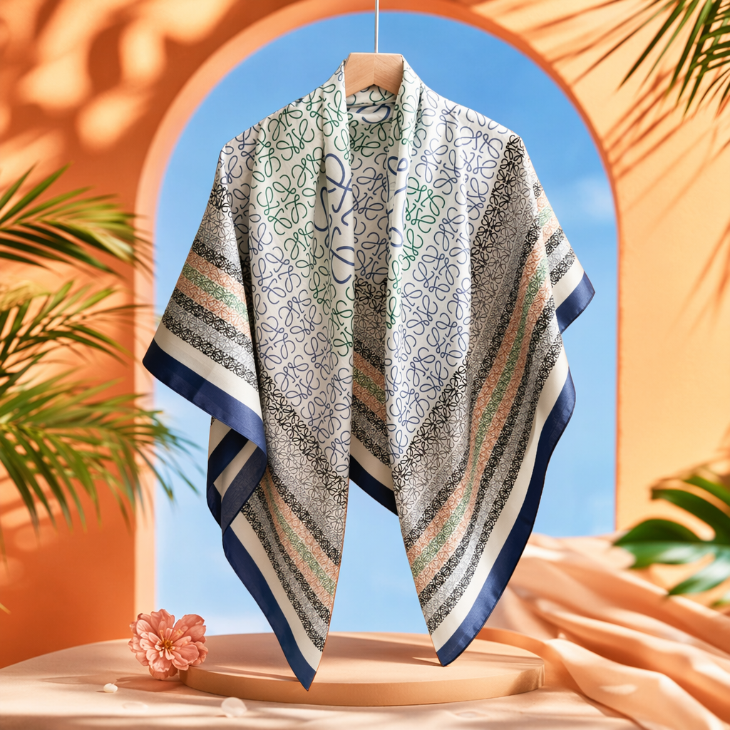 Colorful printed silk scarves are light, breathable and suitable for all seasons as women's accessories Specification image