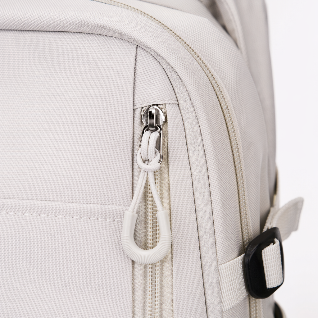 This light grey backpack is simple, fashionable and has a large capacity for student commuting and leisure Application Scenario