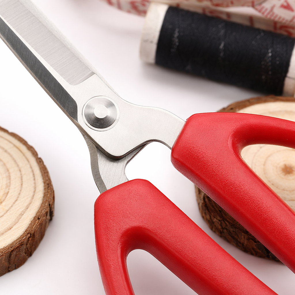 Red handle scissors, household stainless steel sharp, multi-functional for cutting paper and cloth Application Scenario