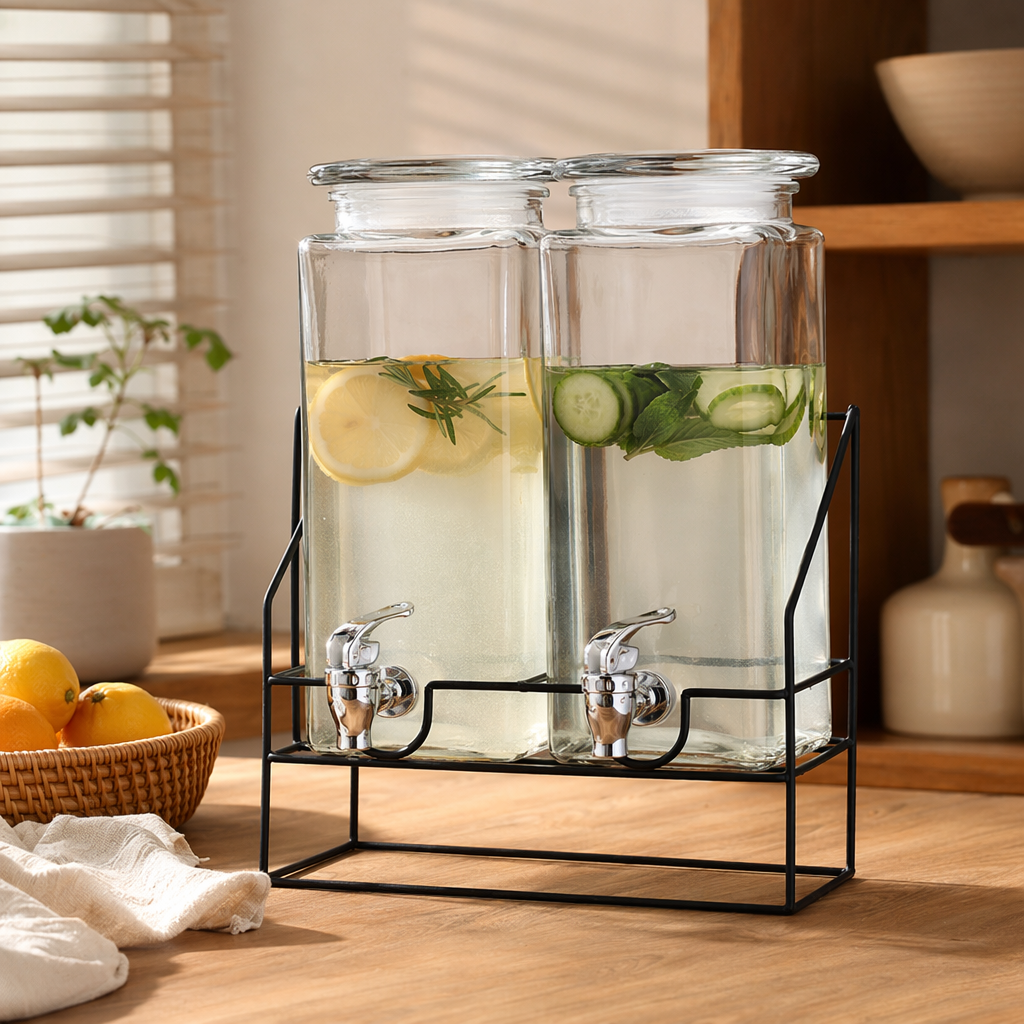 Cross-border customized glass bottles, juice cans, laundry detergent dispensers, cola buckets, containers, cold water buckets with faucets, beverage buckets details Picture