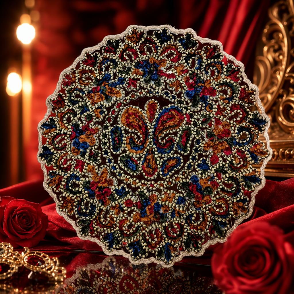 Colorful embroidered round table MATS, home dining table MATS, Nordic-style living room coffee table MATS Specification image