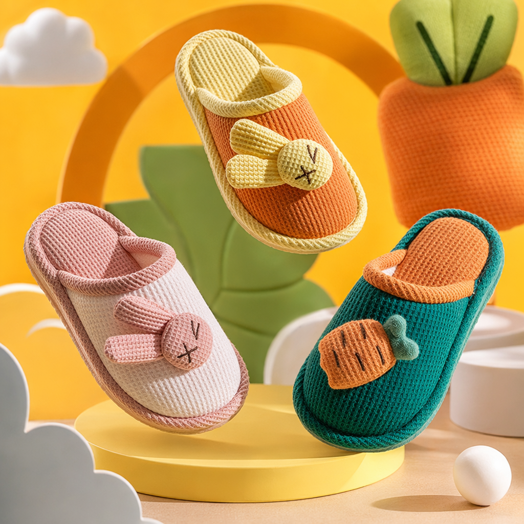 Colorful knitted slippers for women, soft soles, anti-slip and casual, made of cotton and linen blend Specification image