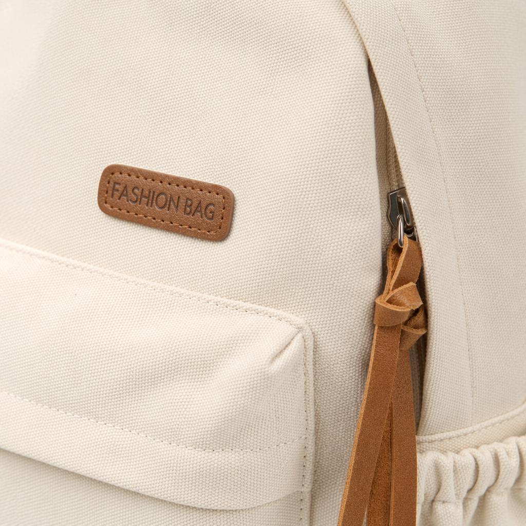 Beige cowhide texture backpack, wear-resistant and waterproof, commuter student travel backpack Application Scenario
