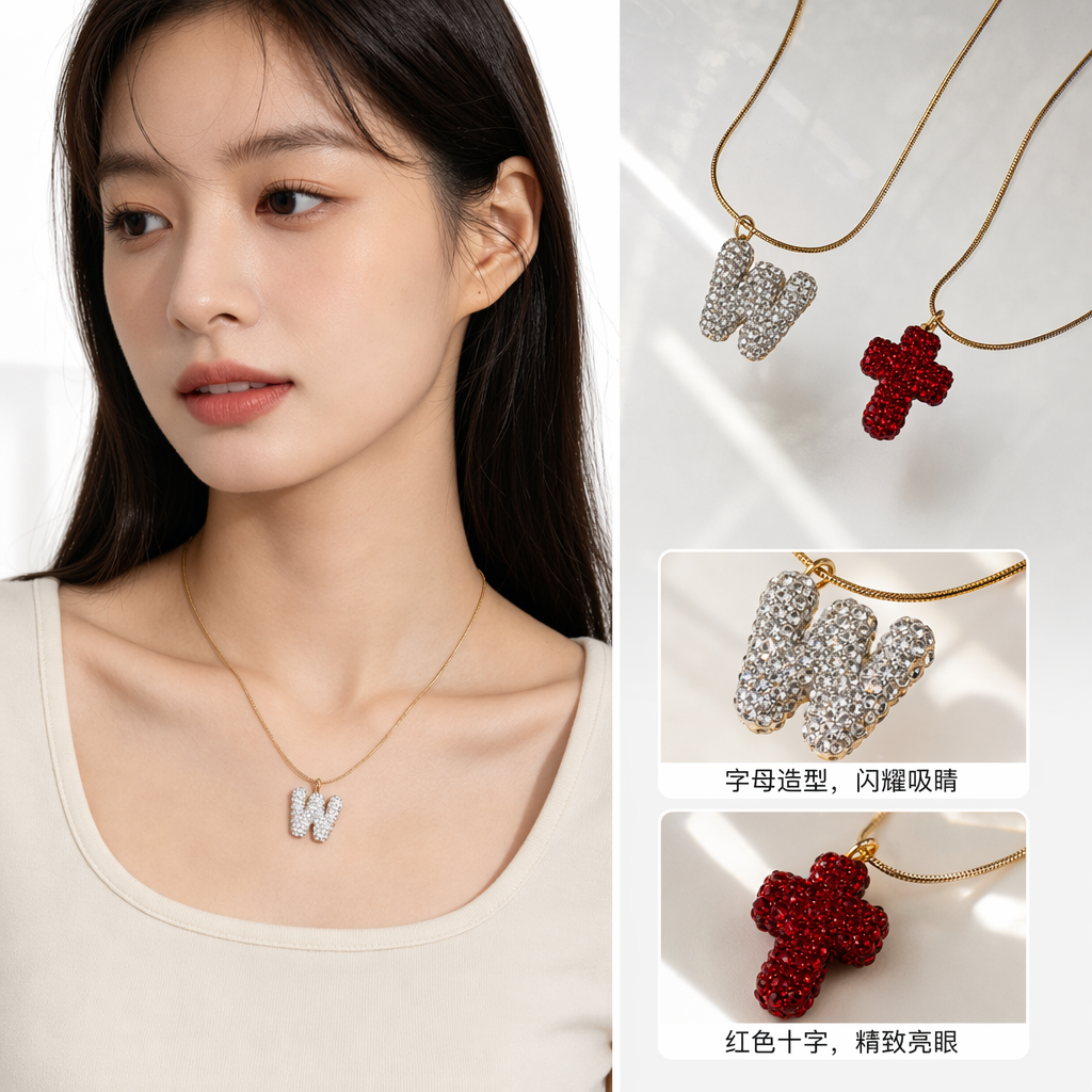 The golden letter H diamond necklace for women is exquisite, fashionable and versatile