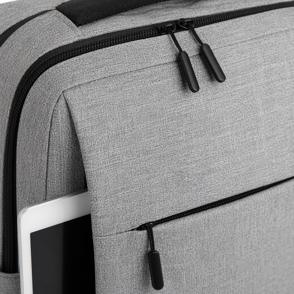 Grey lightweight and large-capacity commuter backpack Application Scenario