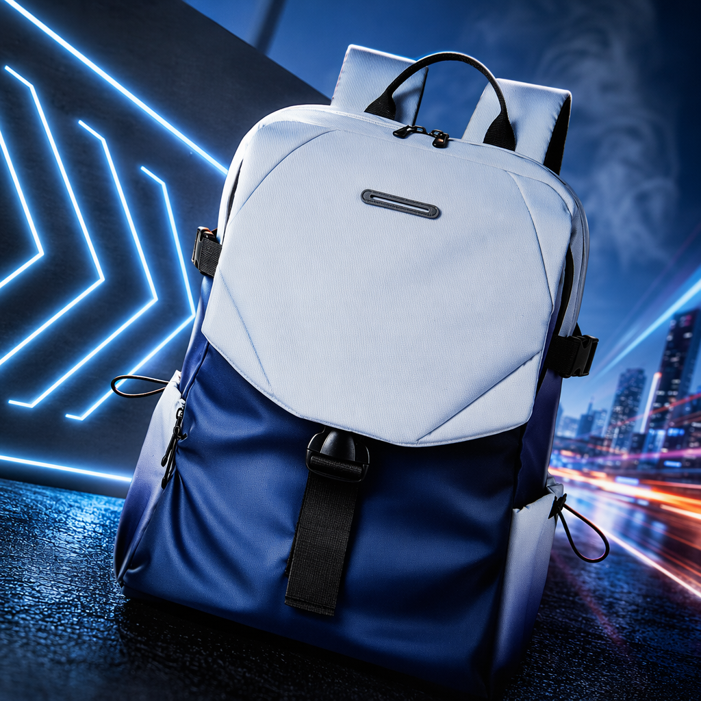 Blue and white gradient nylon waterproof backpack, 20L, lightweight travel and commuting for students Specification image