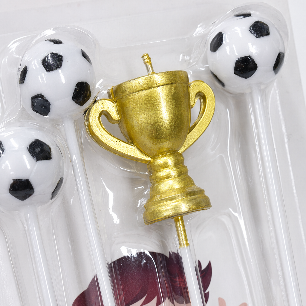 Football-themed white packaging bag birthday candle set Application Scenario