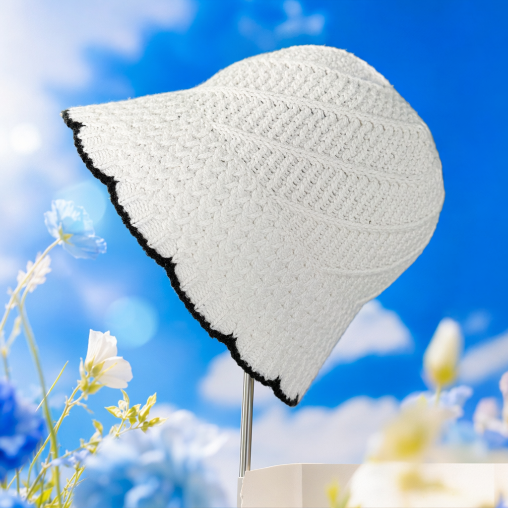 Beige crochet fisherman's hat, casual sun hat, women's spring and summer hat Specification image