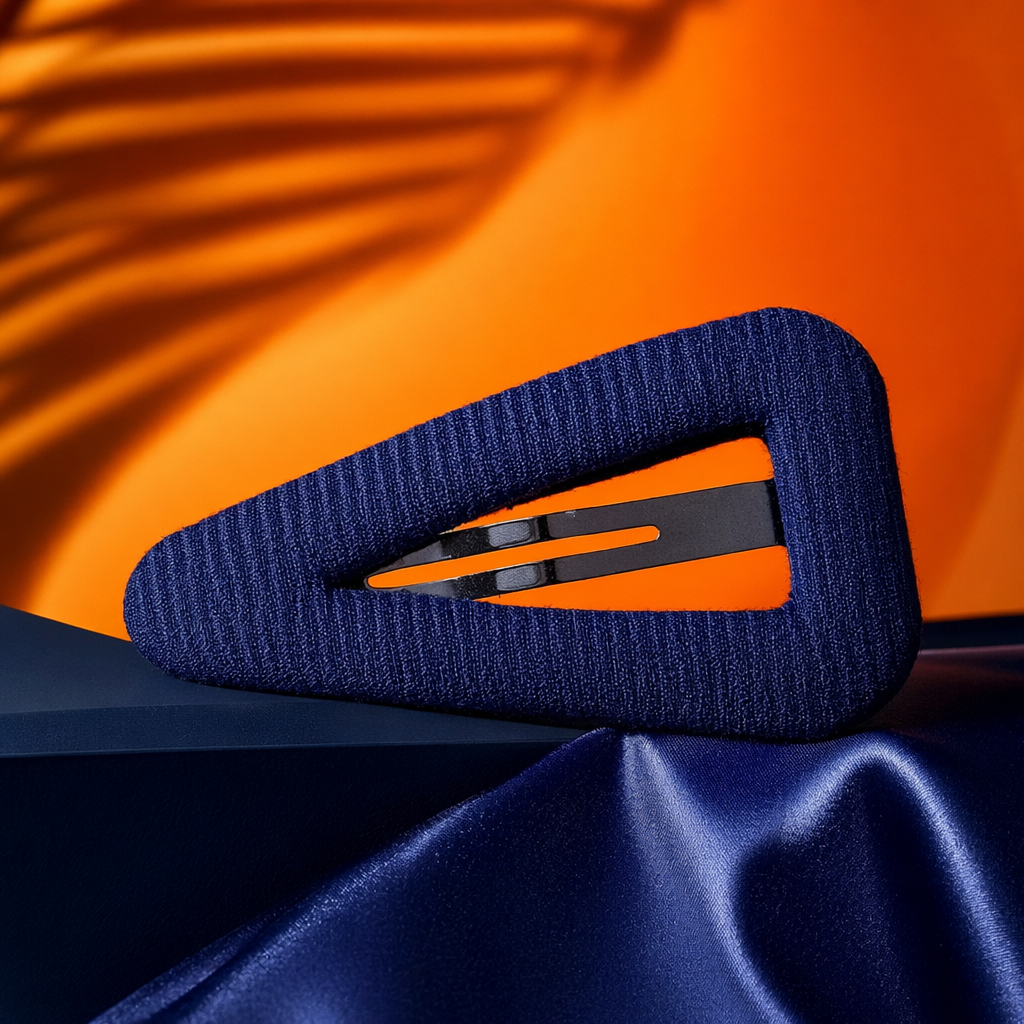 Deep blue hairpin, a simple and versatile Korean-style women's headwear with a metallic texture Specification image