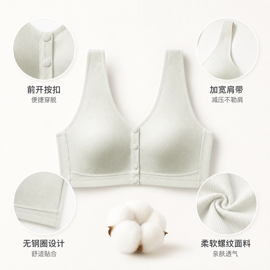 White striped bras without underwire are comfortable, breathable and adjustable