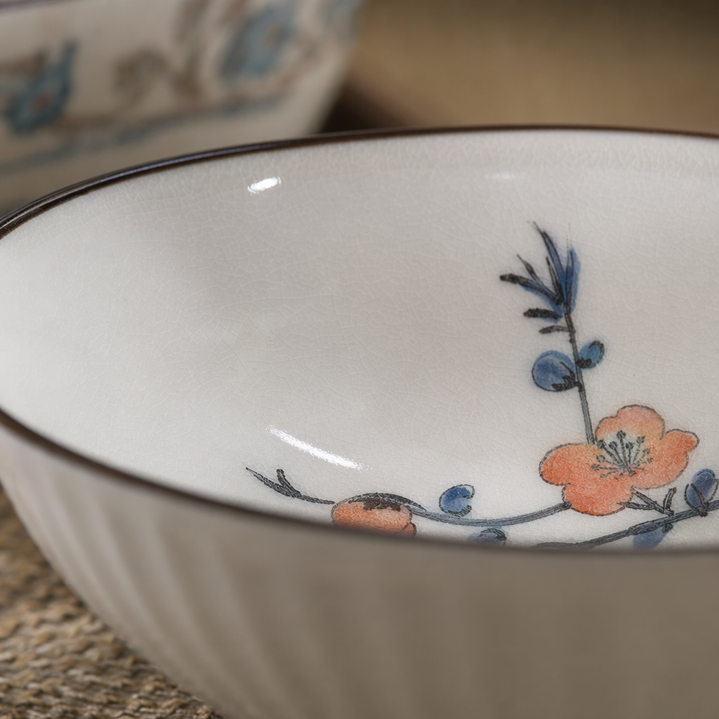 Painted porcelain bowls, household ceramic tableware bowls, rice bowls and soup bowls, simple Nordic style Application Scenario