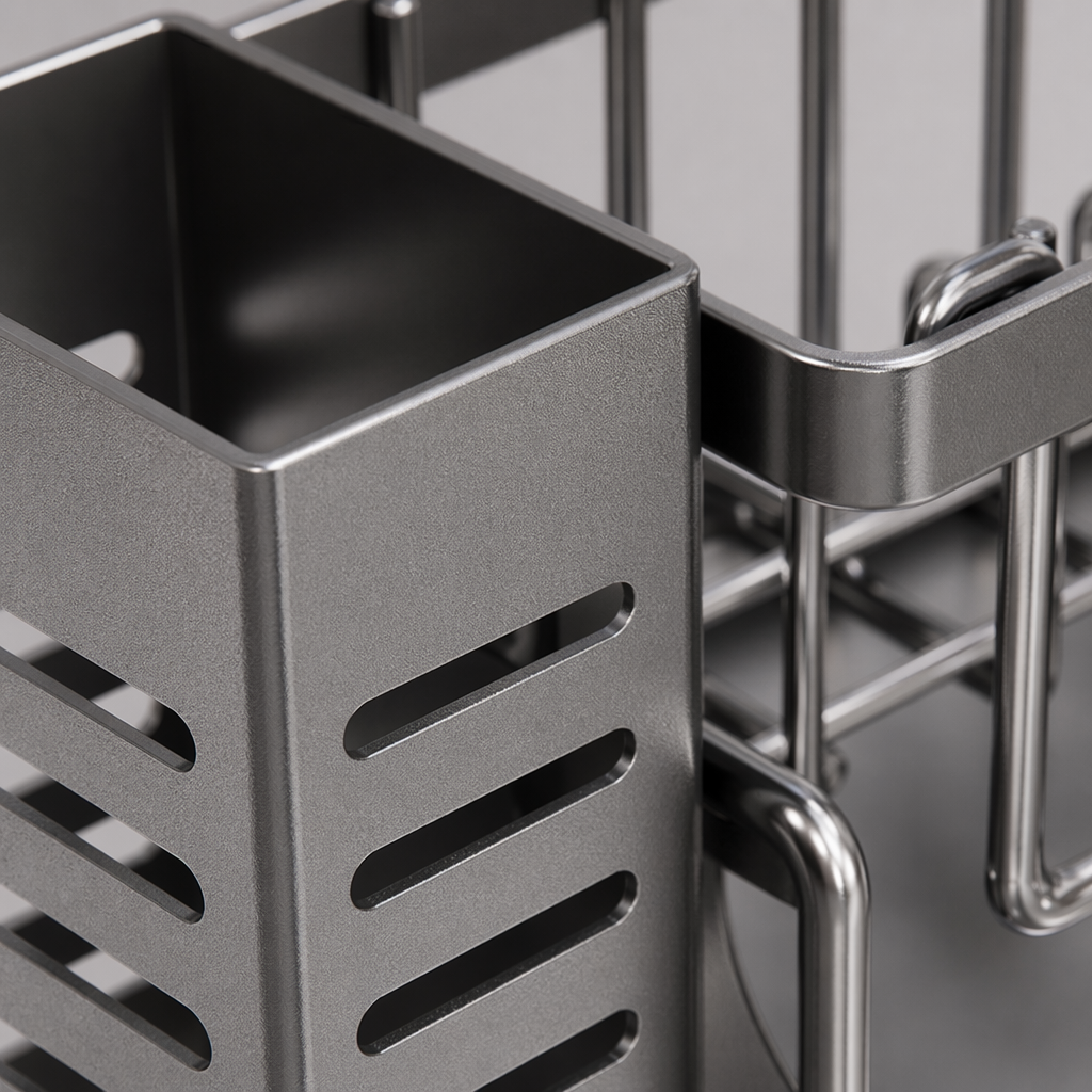 The silver metal multi-layer storage rack for the living room and bedroom is simple, modern, load-bearing and durable Application Scenario