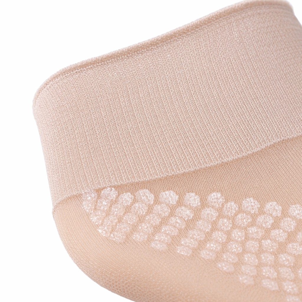 Close-up of skin-colored anti-slip socks for feet, thin, breathable and anti-slip silicone socks for women Application Scenario