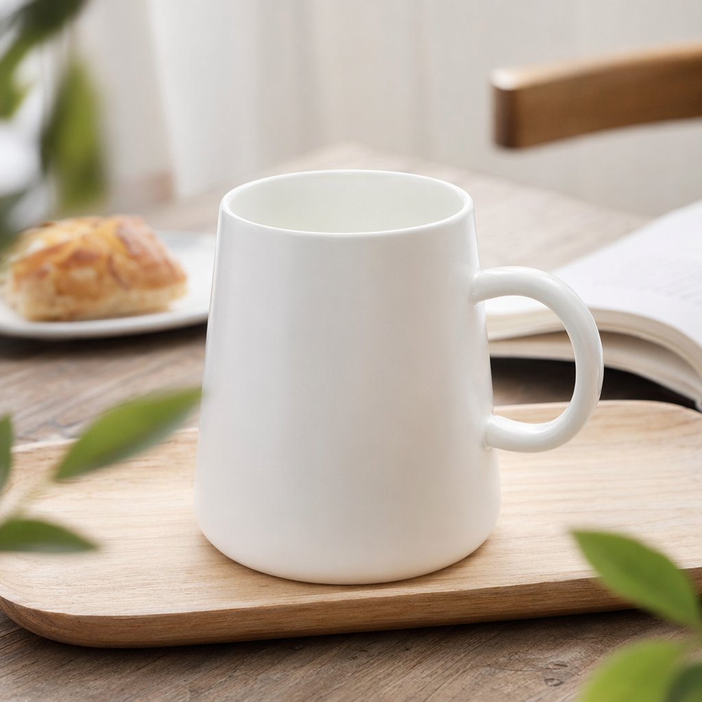 White ceramic cups, simple and high-appearance-level heat-resistant tea cups, coffee cups and water cups for home use details Picture