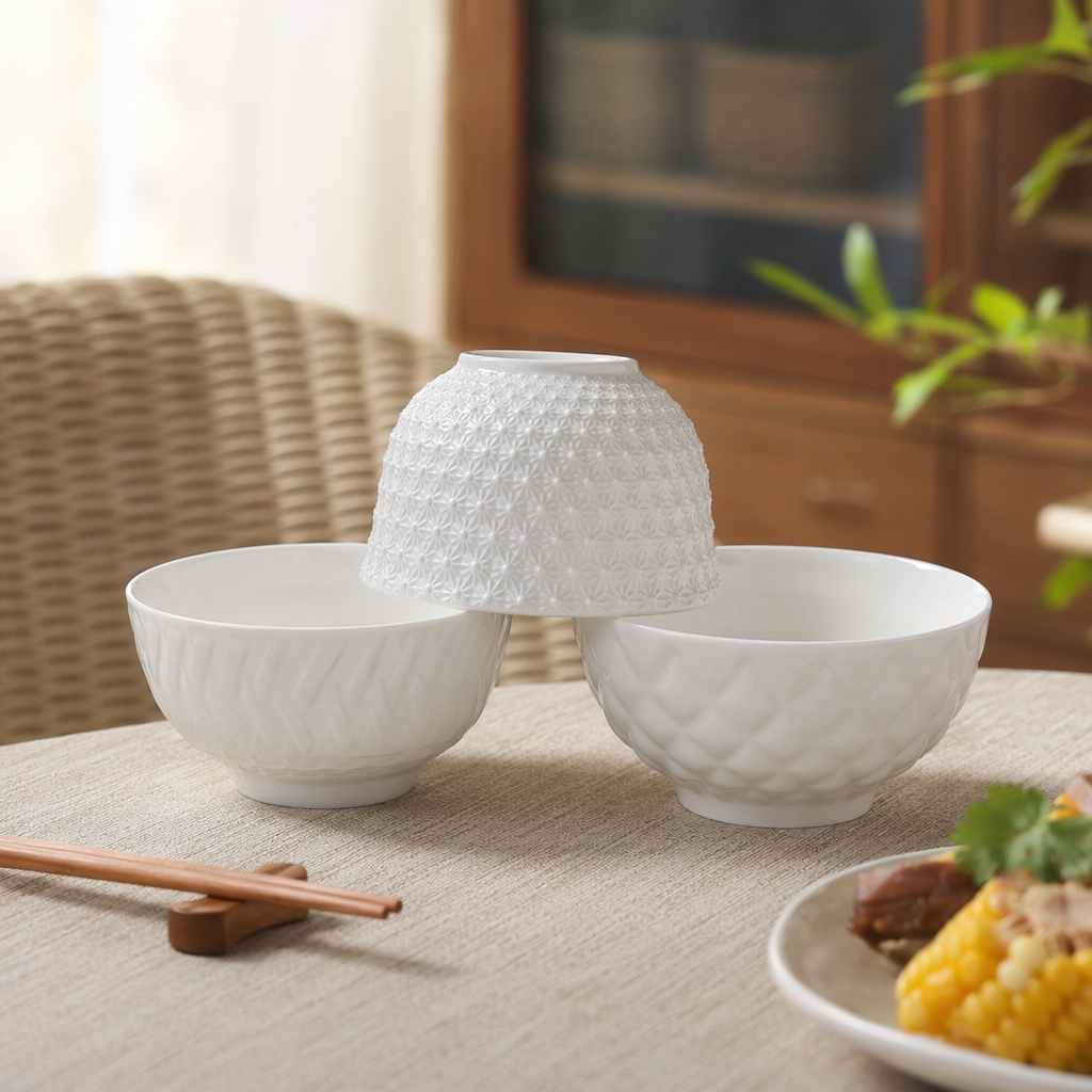 White textured ceramic tableware set, simple Nordic style for home use details Picture