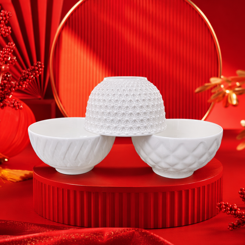 White textured ceramic tableware set, simple Nordic style for home use Specification image