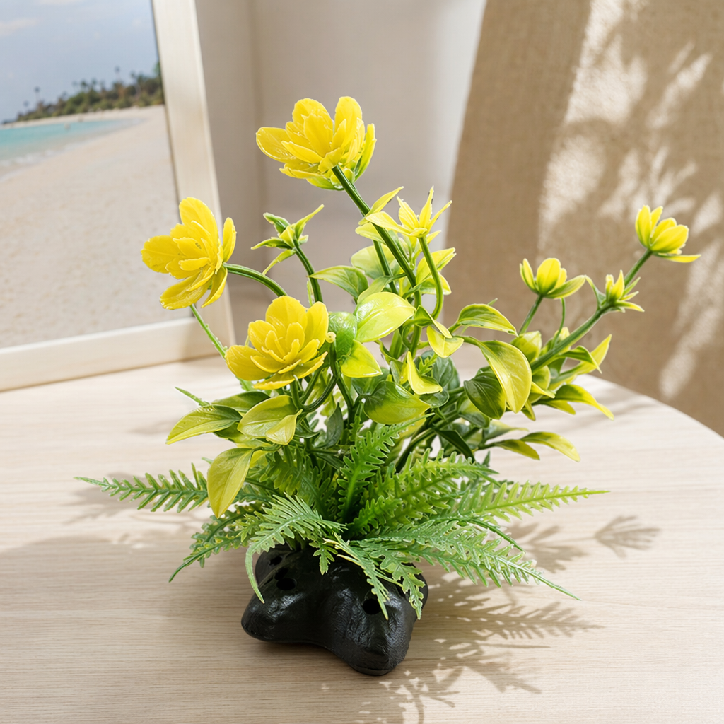 Yellow artificial flower art decoration home ornaments, living room, bedroom, balcony artificial flower bouquets details Picture
