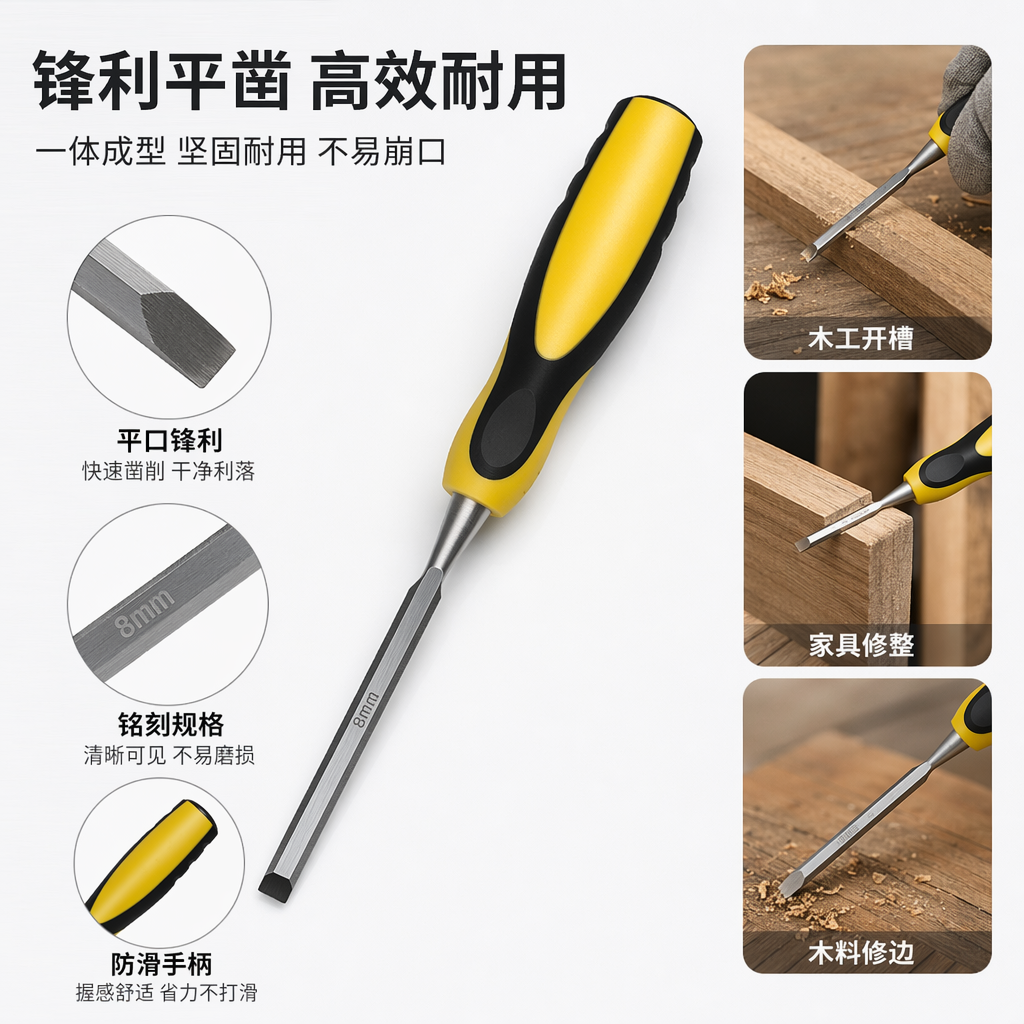 Yellow and black handle chisels for woodworking metal are available in multiple specifications. They are practical and durable tools