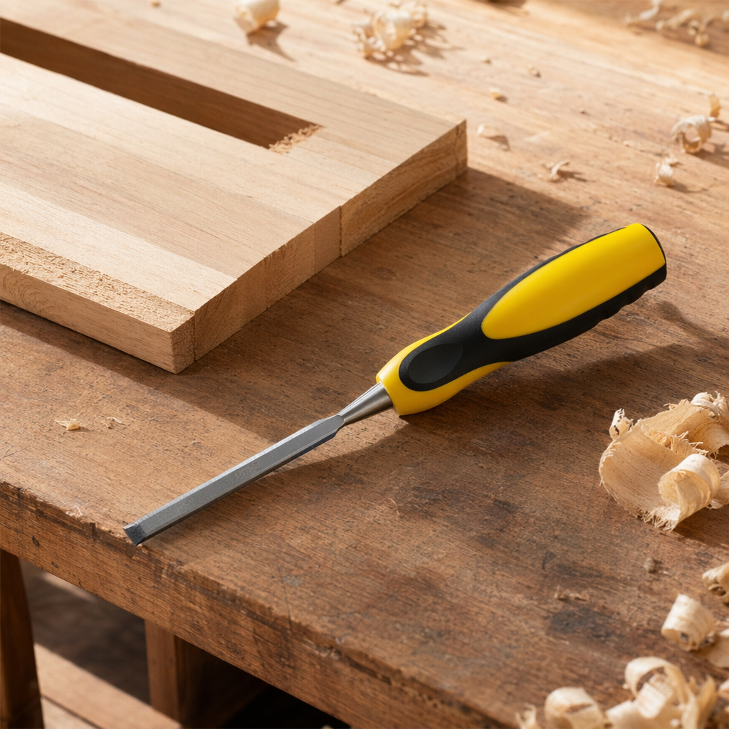 Yellow and black handle chisels for woodworking metal are available in multiple specifications. They are practical and durable tools details Picture
