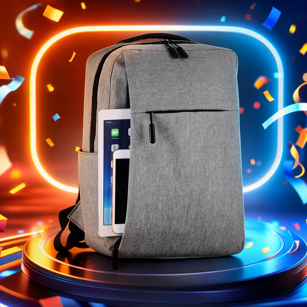 This grey, simple and fashionable backpack is suitable for both men and women, with a large capacity and is lightweight for travel and commuting Specification image