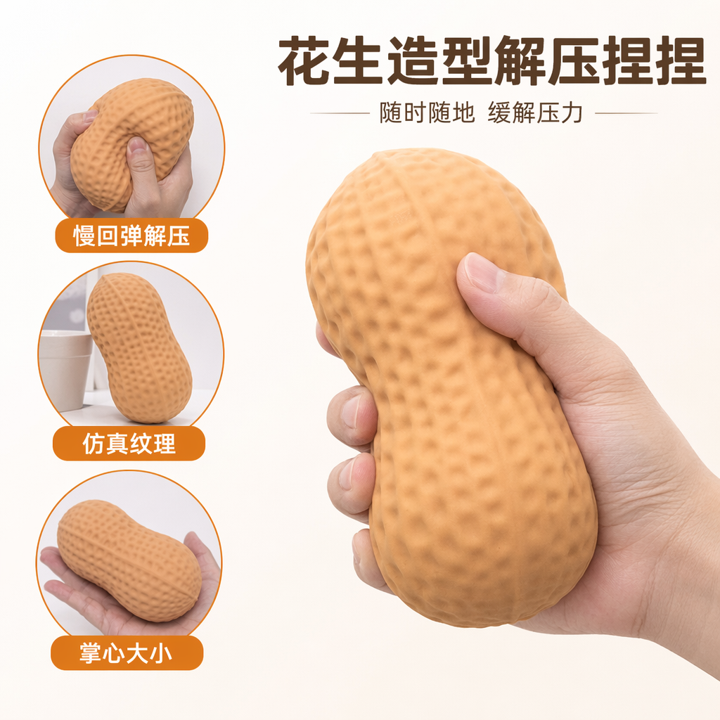 棕色花生造型玩具 可爱毛绒摆件家居装饰创意礼品