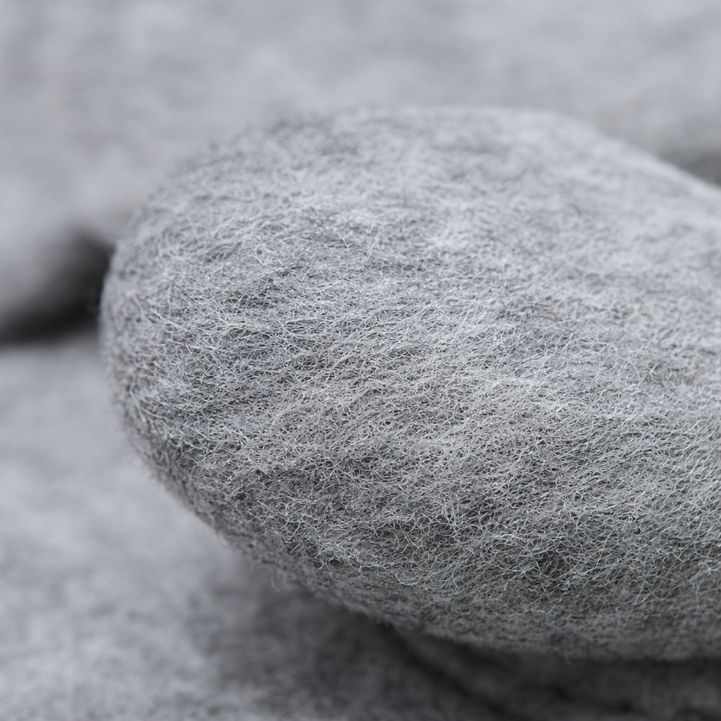 Grey plush clumps decorate the hair clips and headwear Specification image