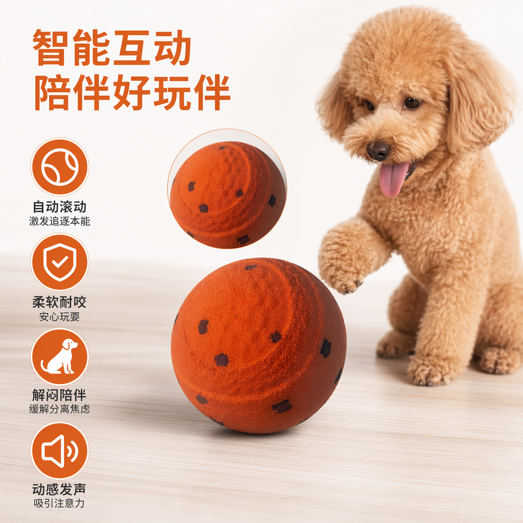 橙色包装盒智能互动宠物玩具猫狗通用益智解闷