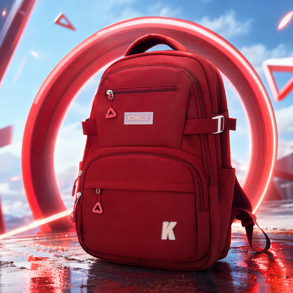 This red backpack is a fashionable student commuting large-capacity, lightweight and wear-resistant travel backpack Specification image