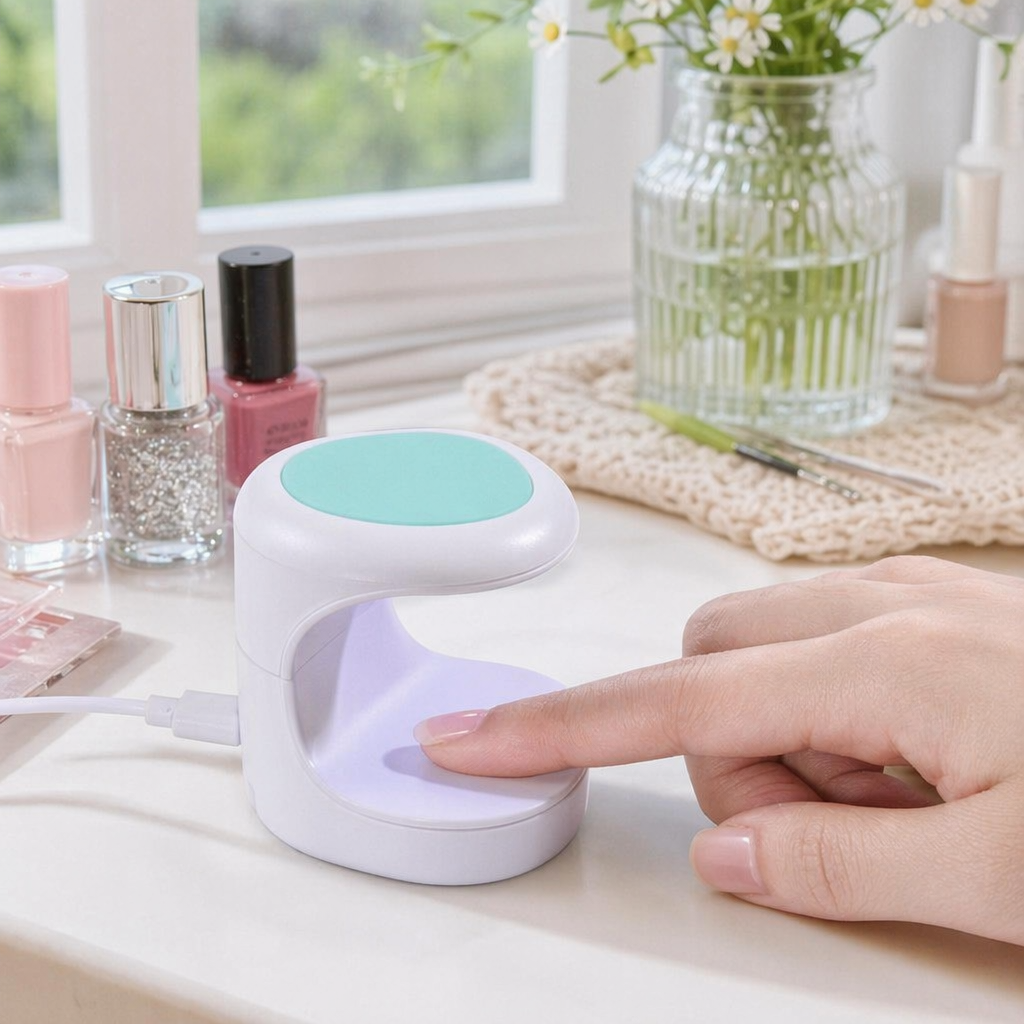 A portable small container with a white multi-color lid details Picture