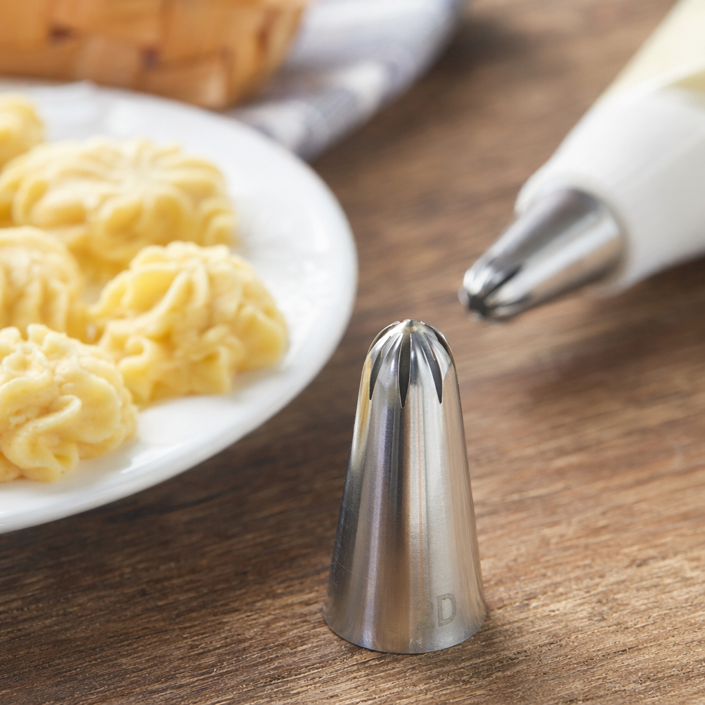 Silver metal piping tip baking special cake cream piping tool set details Picture