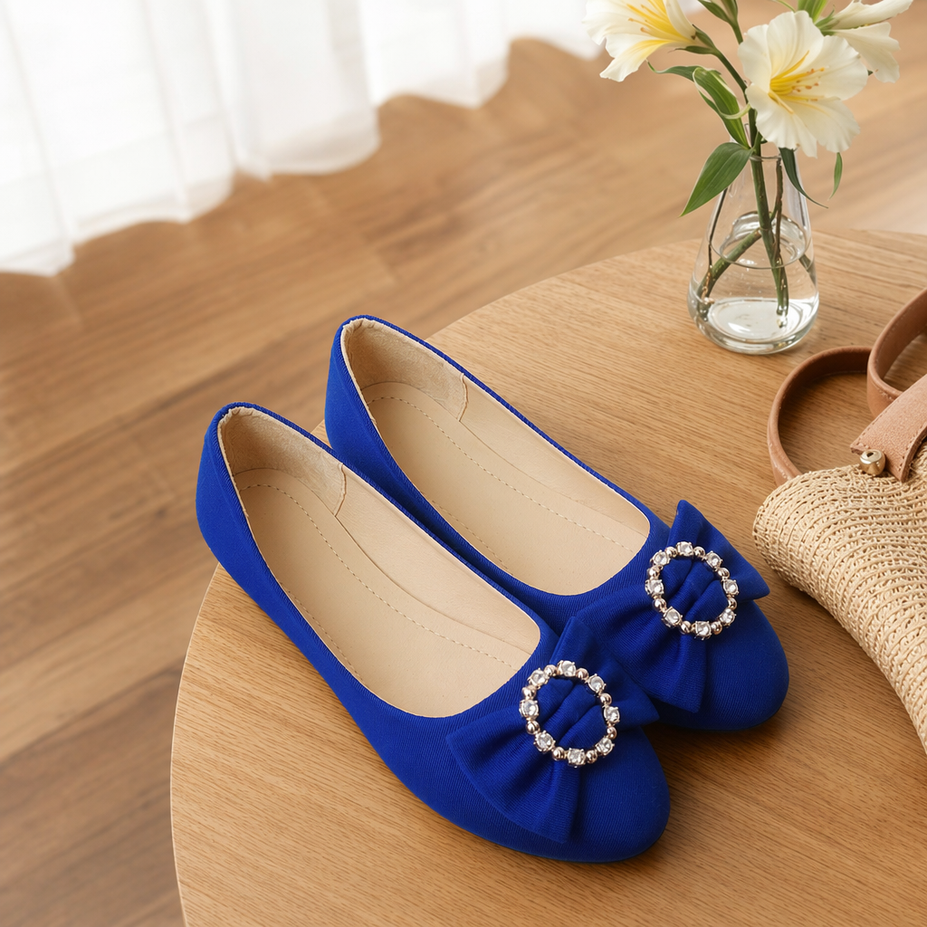 Blue flat shoes for women, casual, versatile, comfortable, anti-slip, soft sole sole details Picture